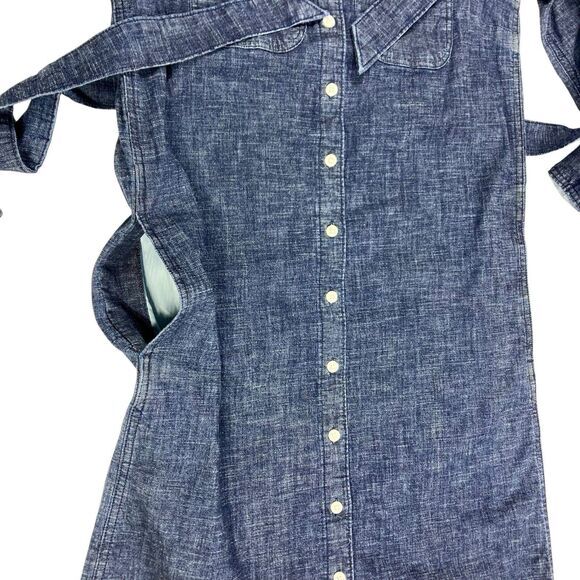 Lands End Denim Dress Womens XS Blue Belted Pockets Comfy Western Core Stretchy - Picture 5 of 16